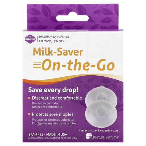 Fairhaven Health, Milkies, Milk-Saver-On-The-Go, 2 стакана для сбора молока