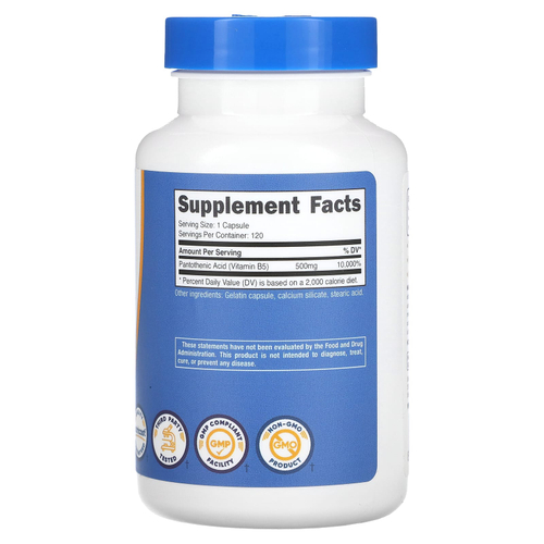 Nutricost, витамин B5, 500 мг, 120 капсул