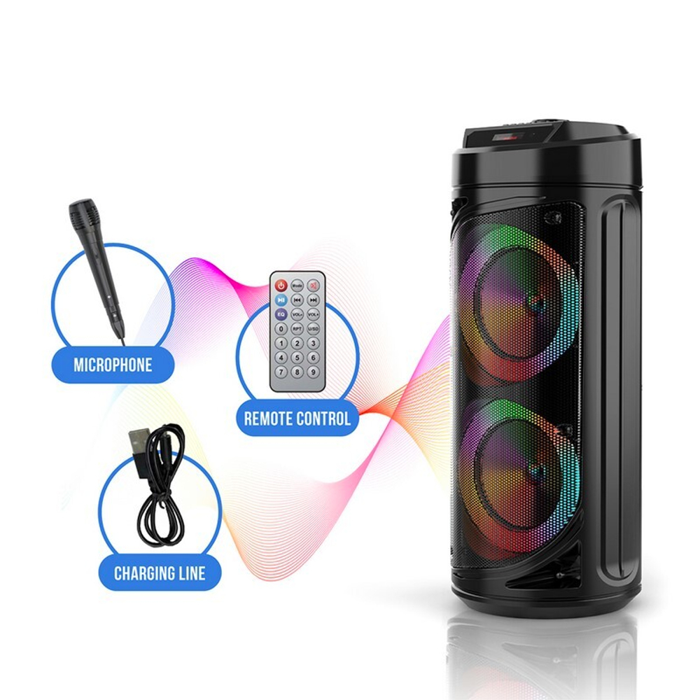 Колонка ZQS-6212 Bluetooth 10W*2 LED (490*190*190)
