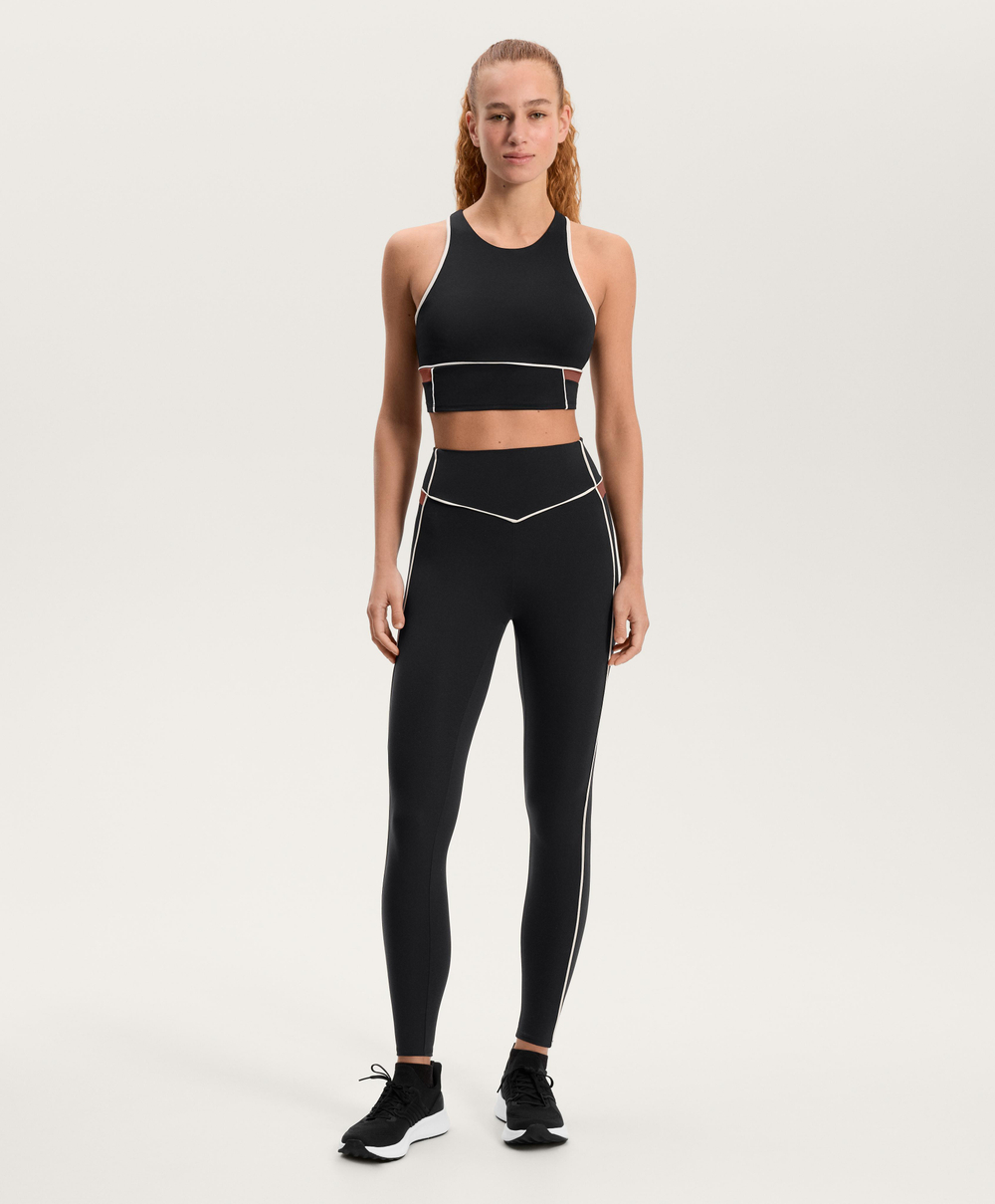 Oysho Топ Comfortlux с окантовкой, черный