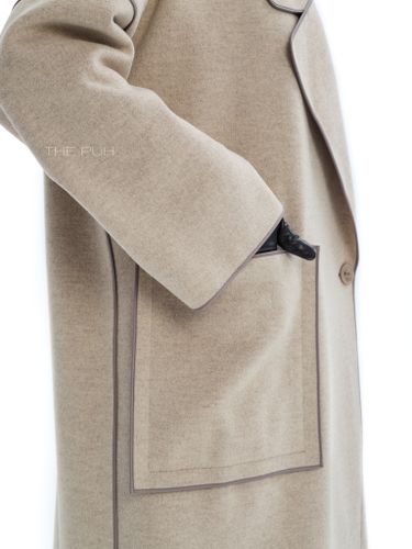 Бежевое двубортное пальто без подкладки