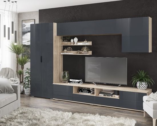 дуб сонома / графит глянец