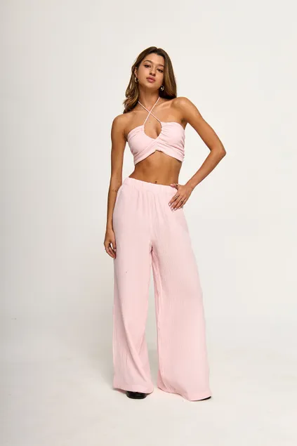 Брюки из муслина нежно-розового цвета