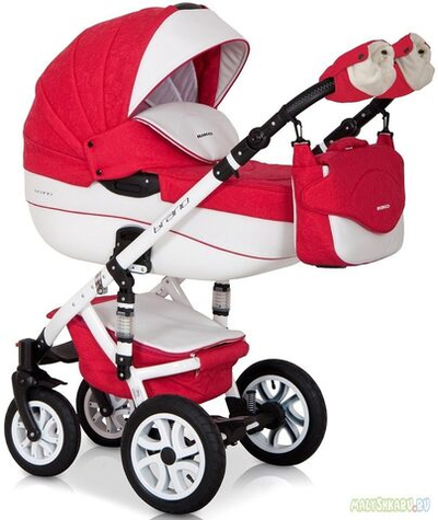 Детская коляска Riko brano ecco 3 в 1 (Красный/белый)