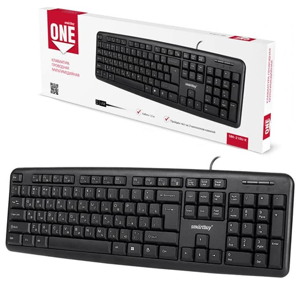 Клавиатура проводная SmartBuy ONE 210 USB (черный) (SBK-210U-K)