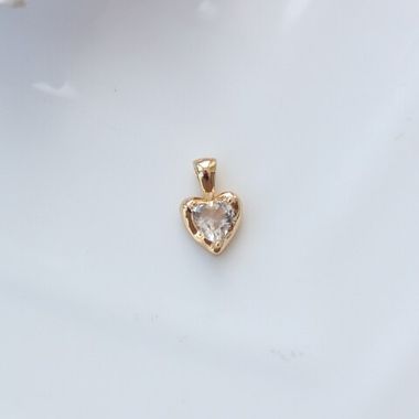 Подвеска Сердце с белым фианитом, 12*8 мм, позолота, П297