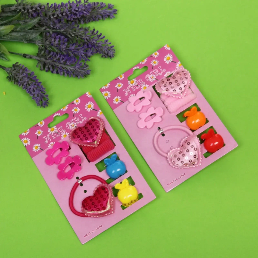 Аксессуары для волос детские «Little Fashion - Нежность», 3 цвета, (4 резинки, 2 заколки, 2 краба), 10*16 см