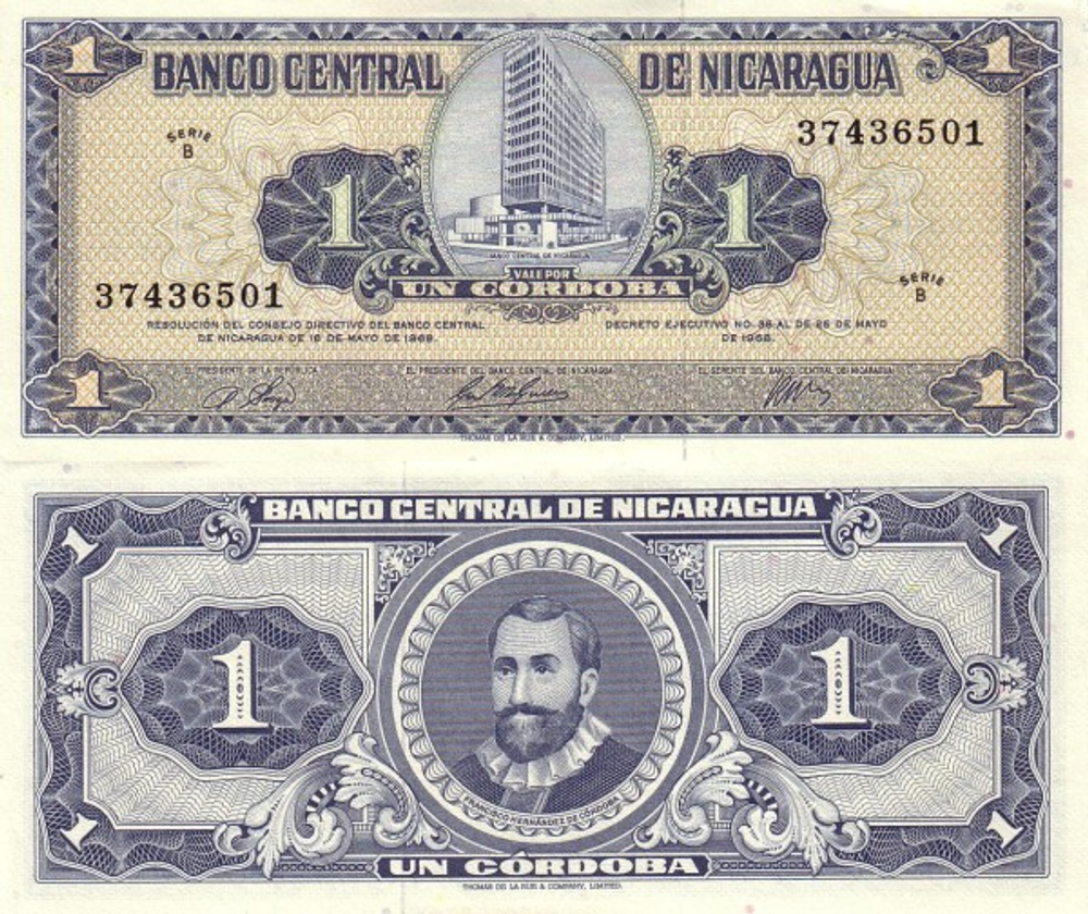 Никарагуа 1 кордоба 1968 Франсиско Эрнандес де Кордова UNC