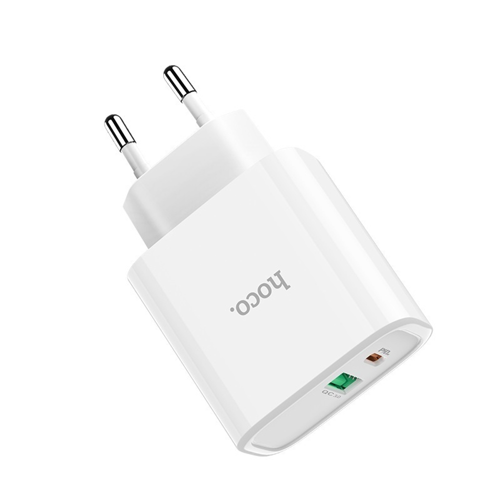 Сетевое зарядное устройство Hoco C57A Speed charger PD+QC3.0 charger Белый