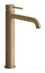 Смеситель для раковины Gessi316 Flessa, высокий, с длинным изливом, без донного клапана, цвет Warm Bronze Brushed PVD