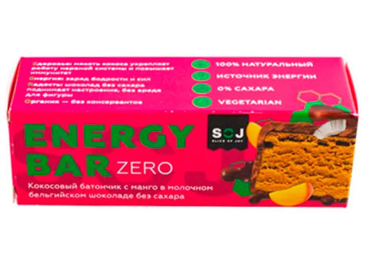 Кокосовый батончик Energy Bar Zero со вкусом манго, 45г