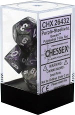 Chessex 7-dice set Gemini Purple-Steel/White
