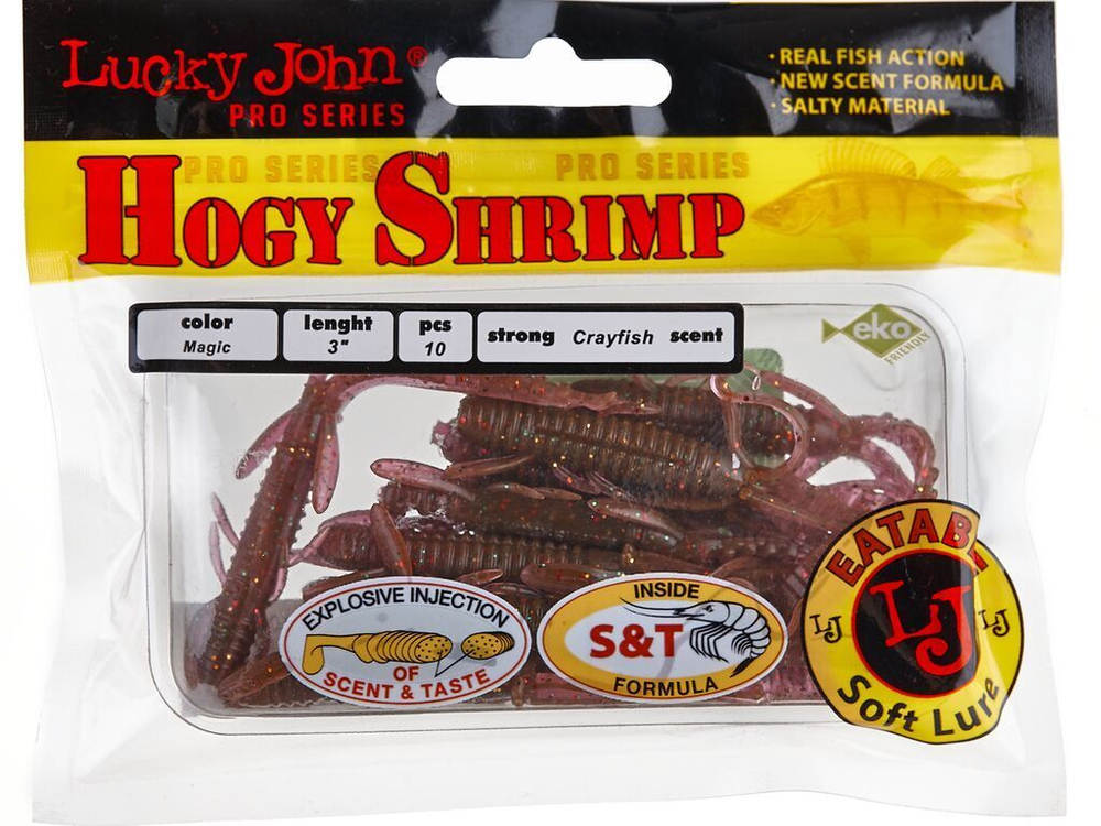 Мягкая приманка Lucky John Series HOGY SHRIMP 3.0in (76 мм), цвет S14, 10 шт.