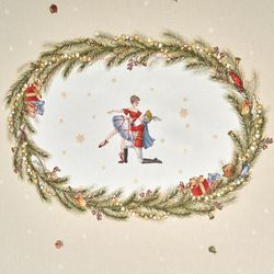 СКАТЕРТЬ ОВАЛЬНАЯ "ЩЕЛКУНЧИК" ,160Х220СМ БЕЖЕВЫЙ ,100% ХЛОПОК ,ТВИЛ