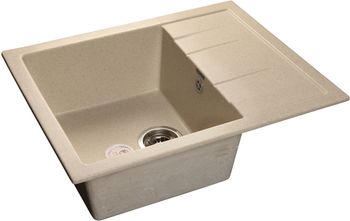 GRANFEST Мойка мрамор QUADRO GF-Q--650L чаша с крылом  650*500мм  бежевый  арт.GF-