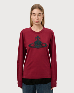 VIVIENNE WESTWOOD RED LABEL ЛОНГСЛИВ БОРДОВЫЙ С АППЛИКАЦИЕЙ ВИДЕ ЛОГОТИПА БРЕНДА