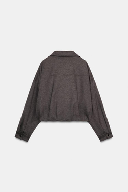 ZARA БОМБЕР С ВОРОТНИКОМ-СТОЙКОЙ, КОРИЧНЕВЫЙ МЕЛАНЖ