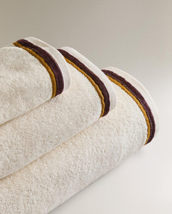 Zara Home - Банное полотенце с двойным подолом, белый, 30х50 см