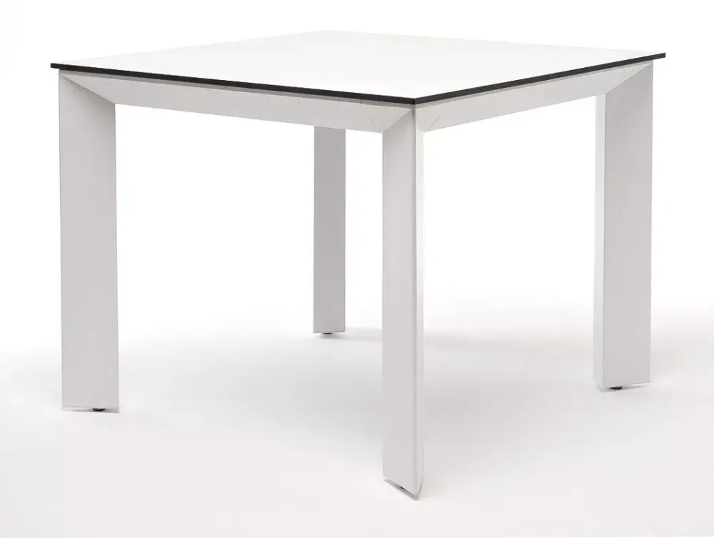 "Венето" обеденный стол из HPL 90х90см, цвет молочный, каркас белый