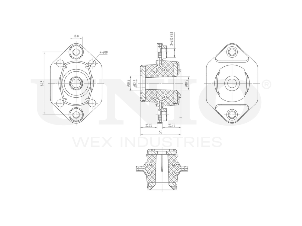 Опора амортизатора задняя UNIO RMP-13031