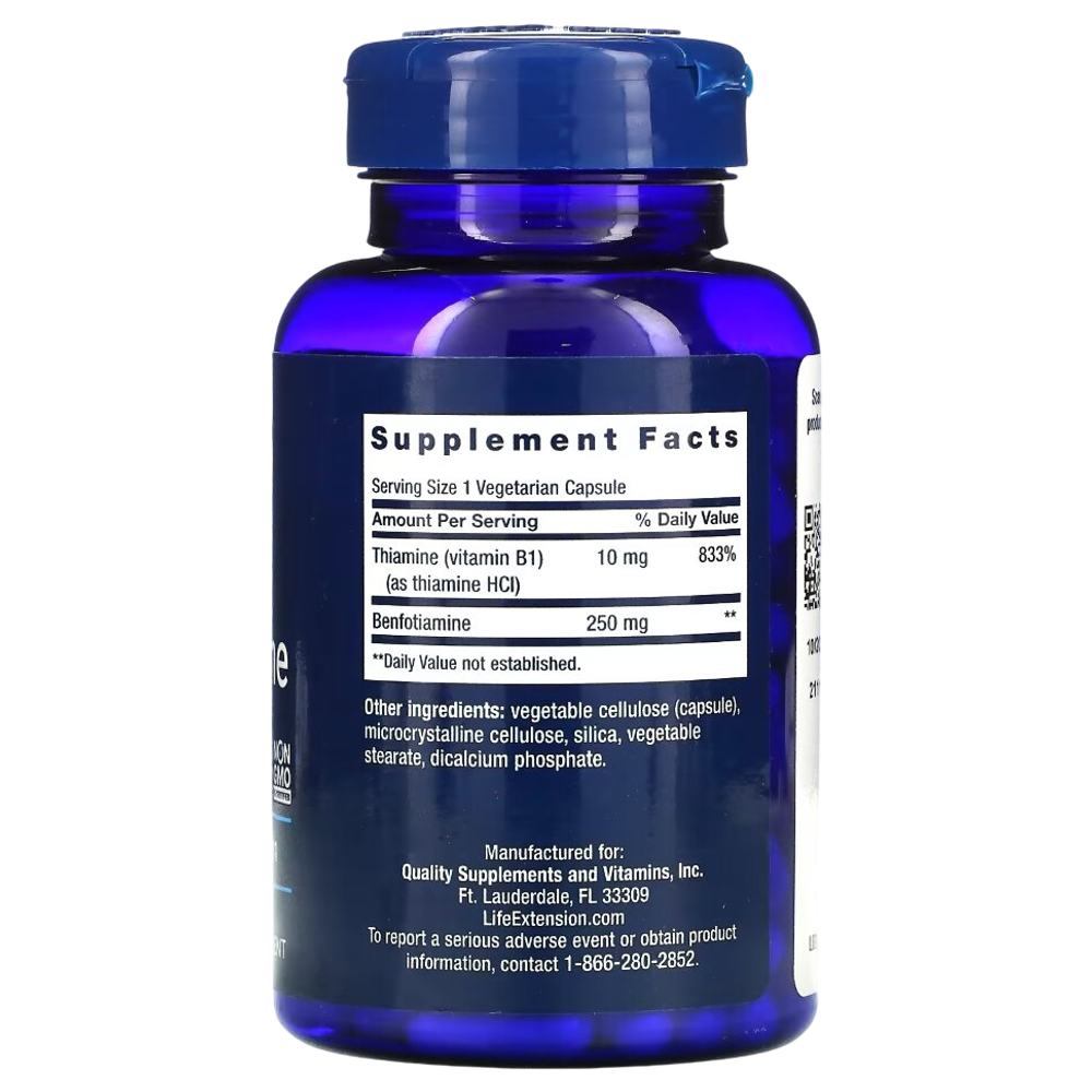 Life Extension Mega Benfotiamine 250 mg 120 veg capsules, Витамин B1