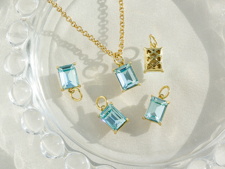 Подвеска прямоугольная 10мм, с бирюзовым кристаллом