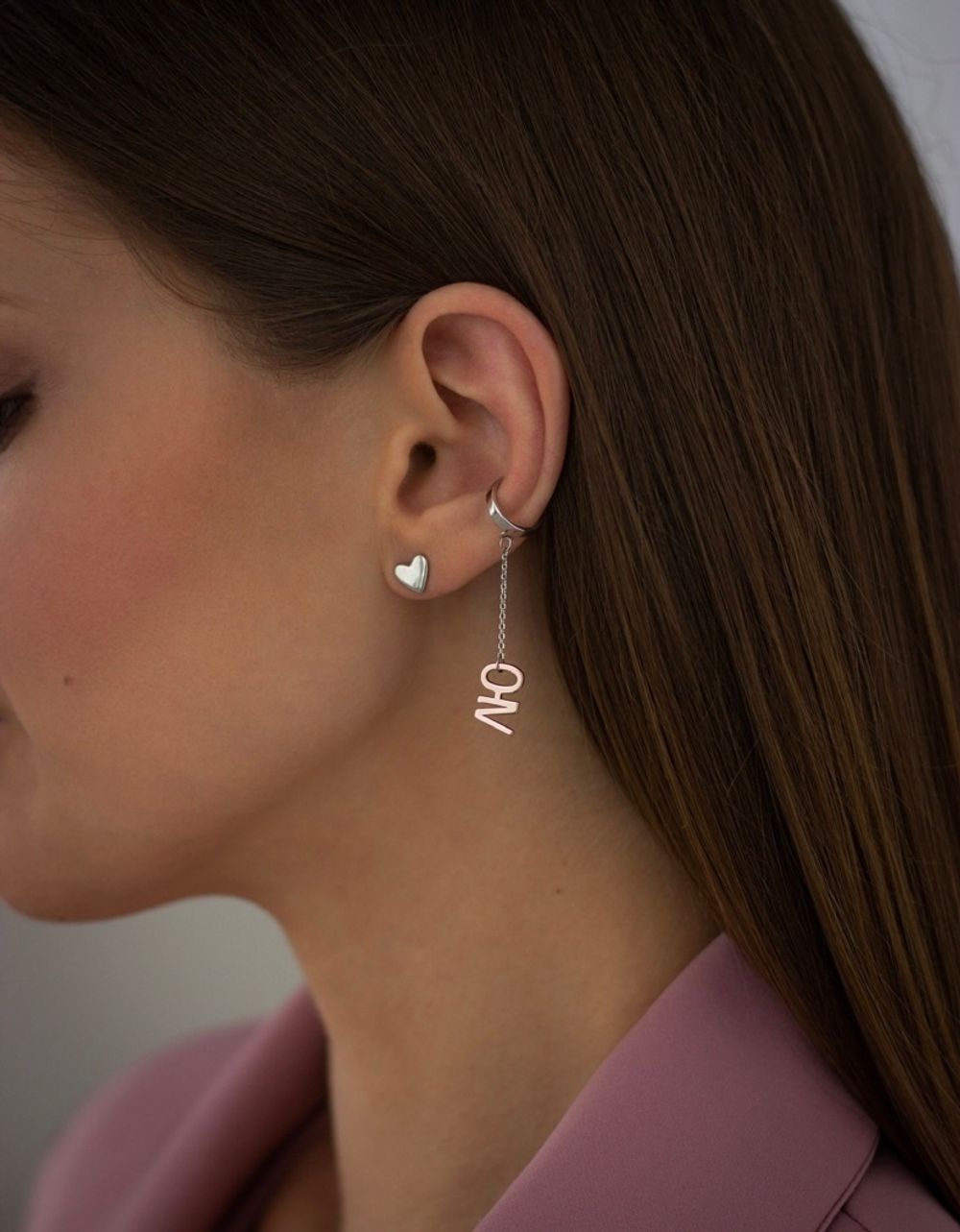 Серебряные серьги-пусеты Сердца