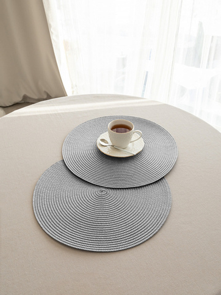 Набор салфеток сервиров 2шт DeNASTIA D36, 100%ПП, светло-серый