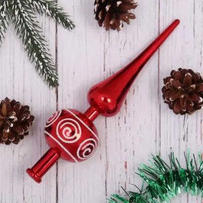 Верхушка на ёлку 23 см «Вензель», Красный/белый