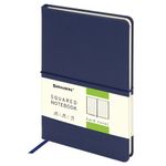 Блокнот в клетку с резинкой А5 (148x218 мм), 80 л., под кожу темно-синий BRAUBERG "Metropolis X", 111031