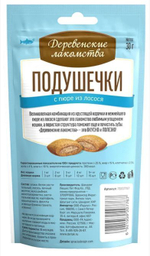 Подушечки с пюре из лосося лакомство для кошек Деревенские лакомства 0,03кг набор из 10 упаковок