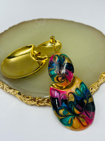 Серьги с эмалью "дверной молоток"