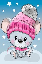 Aлмазная мозаика Мышка в шапке