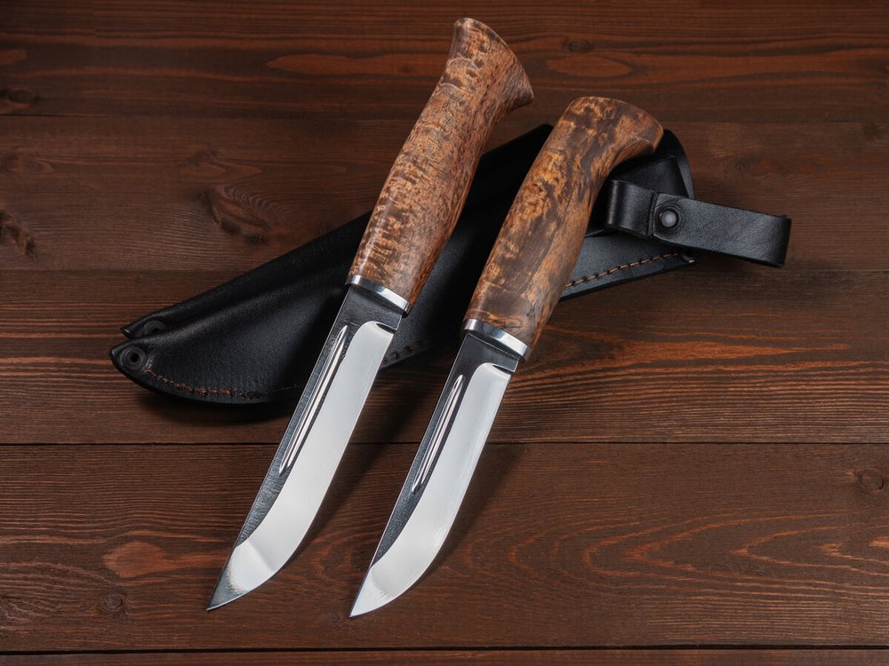 Спарка Финских ножей, сталь Х12МФ, рукоять карельская береза