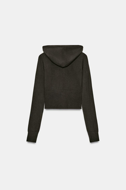 ZARA УКОРОЧЕННАЯ ТОЛСТОВКА, КОРИЧНЕВЫЙ МЕЛАНЖ