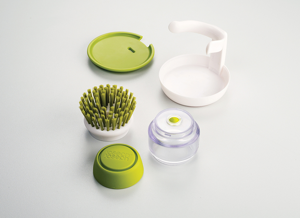 Щетка с дозатором моющего средства Palm Scrub™ зеленая, Joseph Joseph
