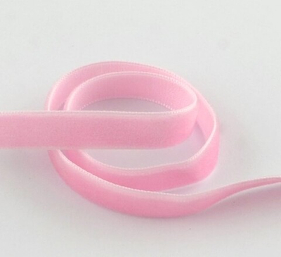 К342-р Лента бархатная 10мм розовая, метр