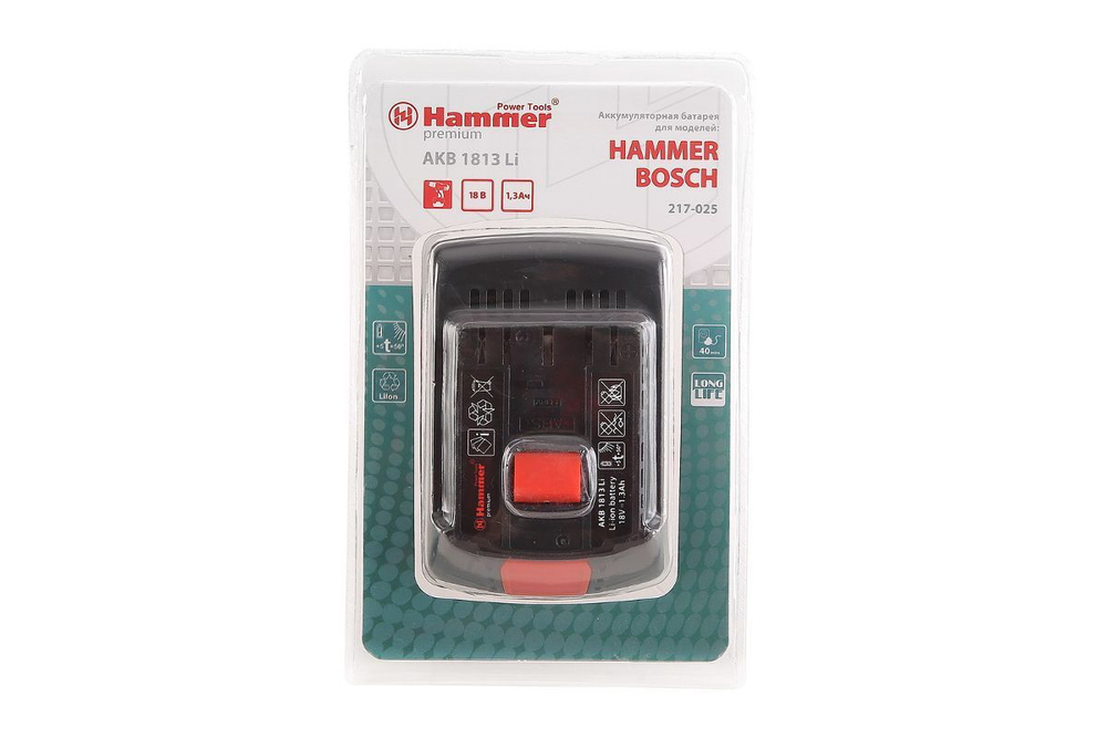 Аккумулятор  HAMMER AKB1813Li PREMIUM Li-Ion 18В 1.3Ач для BOSCH