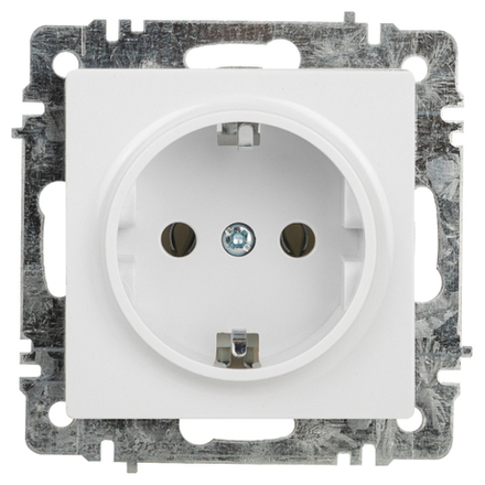 Розетка Intro Accent 6-202-01 с заземлением 2P+E Schuko 16А-250В IP20 СУ AL/CU белый