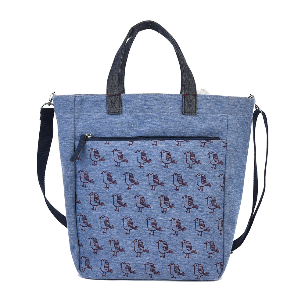 Тоут 2-в-1 с кошкой "MATILDAsan", c ремнем через плечо, на молнии, джинсовый синий, 23-6632-2, KUSUGURU