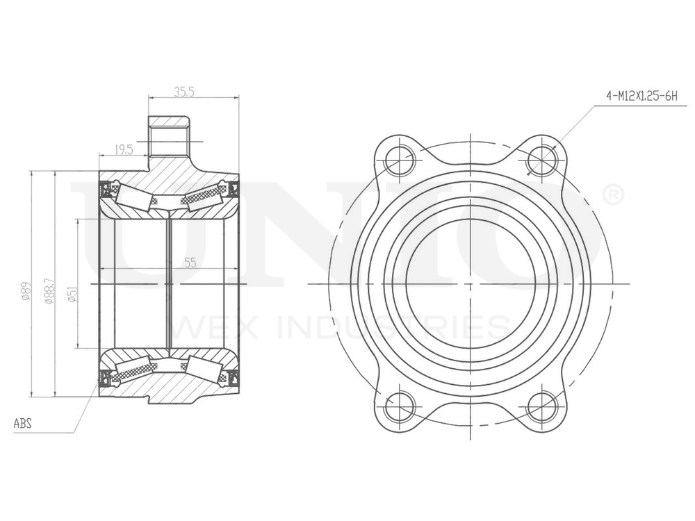 Ступица передняя (с ABS) UNIO HUB-20109