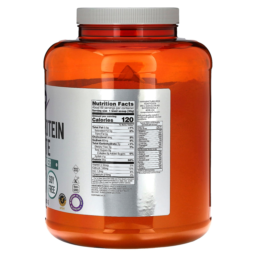 NOW Foods, Sports, изолят сывороточного протеина, со вкусом кремового шоколада, 2268 г (5 фунта)