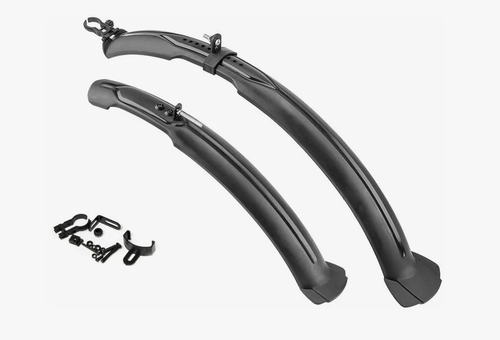 Крылья TRIX 24-26", к-кт перед./задн., крепеж: перед. за бустер вилки, задн. двойное за раму; с брызговиками, ширина 60мм, пластик, черн.(40/50)