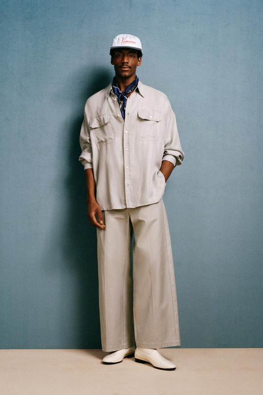 ZARA X WILLY CHAVARRIA СТРУЯЩАЯСЯ РУБАШКА ИЗ КУПРОВИСКОЗЫ, КРЕМОВЫЙ