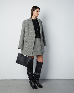 Юбка мини с рельефными бедрами из шерсти Диор черно/белый