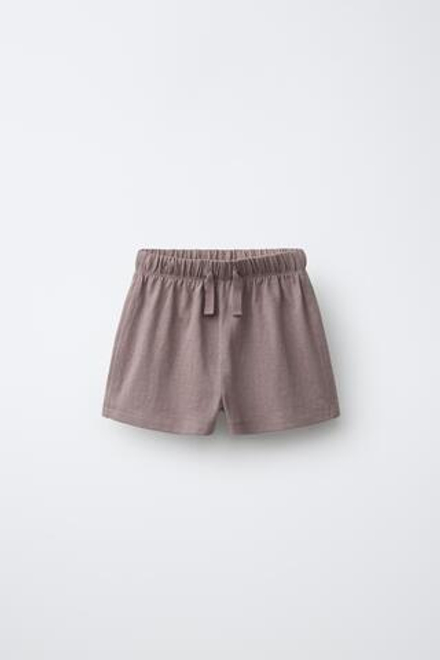 ZARA ОДНОТОННЫЕ ШОРТЫ ОВЕРСАЙЗ С ДЕКОРАТИВНОЙ СТРОЧКОЙ, СЕРОВАТО-КОРИЧНЕВЫЙ