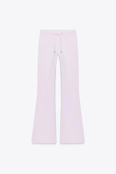 ZARA БРЮКИ-КЛЕШ ИЗ ИНТЕРЛОКА, РОЗОВЫЙ