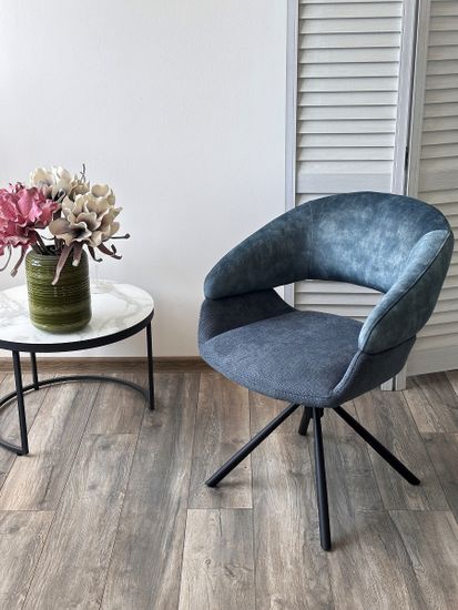 Стул EMBER 360 град. поворот. 7525-56 Синий, велюр/ ENJOY-315 Синий, ткань/ Черный