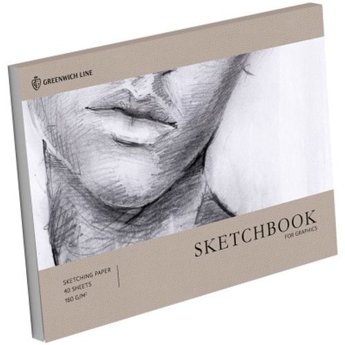 Скетчбук для графики и эскизов 40л., А4 Greenwich Line "Graphics. Outlines", на склейке, 160г/м2