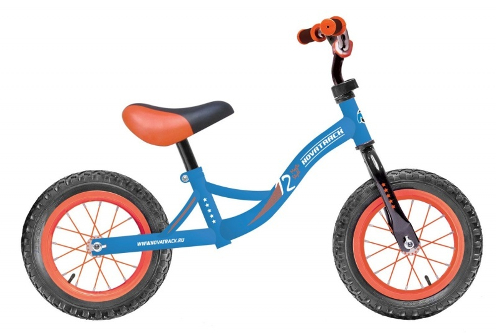 Беговел 12" NOVATRACK Magic синий, цветной спицованный обод, камера, покрышка